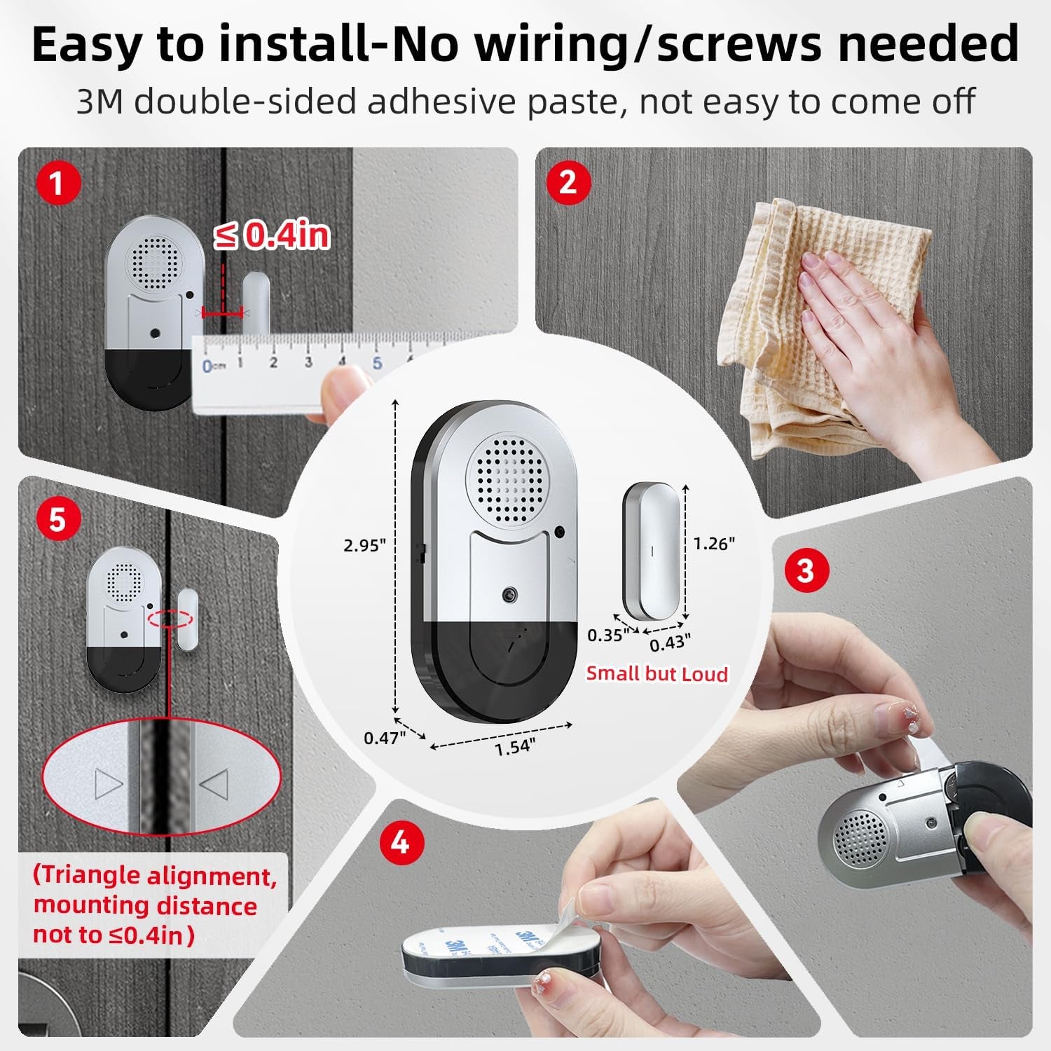 Door Alarms When Opened,Door Window Alarm Sensors for Kids Safety/Home Security/Pool/Garage/Dementia/Toddler/Travel Security,Easy to Install,Volume Control/Loud Alert,Long Battery Life,8 Pack