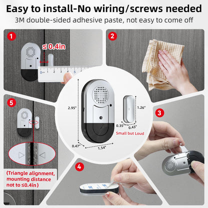 Door Alarms When Opened,Door Window Alarm Sensors for Kids Safety/Home Security/Pool/Garage/Dementia/Toddler/Travel Security,Easy to Install,Volume Control/Loud Alert,Long Battery Life,8 Pack