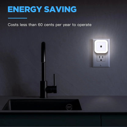 4 Pack Upgraded Plug-In LED Night Light with Adjustable Brightness, Dimmable LED Nightlight with Dusk to Dawn Sensor for Bathroom, Bedroom, Kitchen, Stairs, Hallway